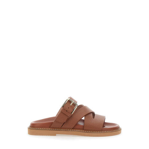 Pollini 波利尼 女士 SS26 凉鞋 Closure for 棕色皮质露趾搭扣