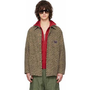 Needles 男士 夹克 驼色 Leopard Coverall