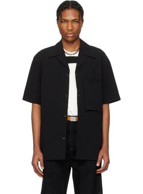 NULLUS 男士 衬衫 黑色 Dry Button Strap 短袖衬衫