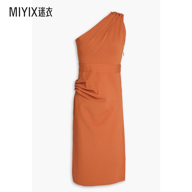 Hervé Léger  女 单肩垂褶弹力双罗纹连衣裙  迷衣时尚