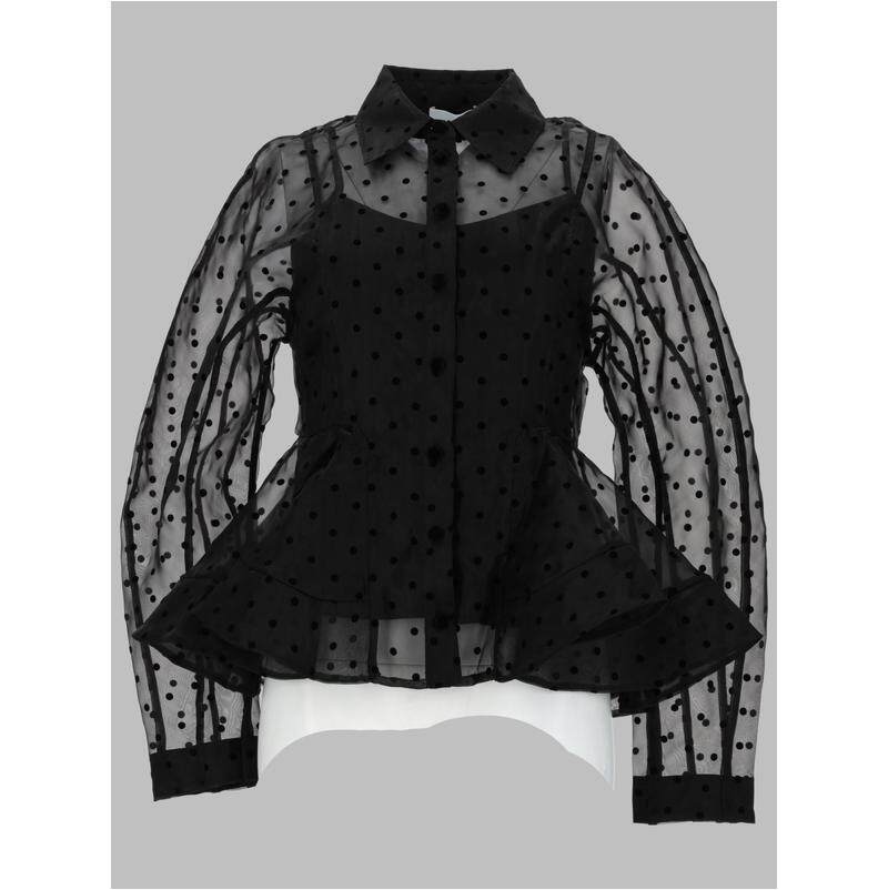 Ganni 甘尼 女士 SS26 衬衫 "PEPLUM" 欧根纱