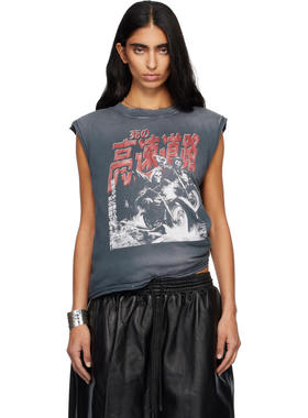 LỰU ĐẠN 女士 T恤 灰色 Wadded Sleeveless T 恤