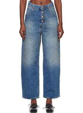 MM6 Maison Margiela 女士 牛仔长裤 蓝色 Straight-Leg 牛仔裤
