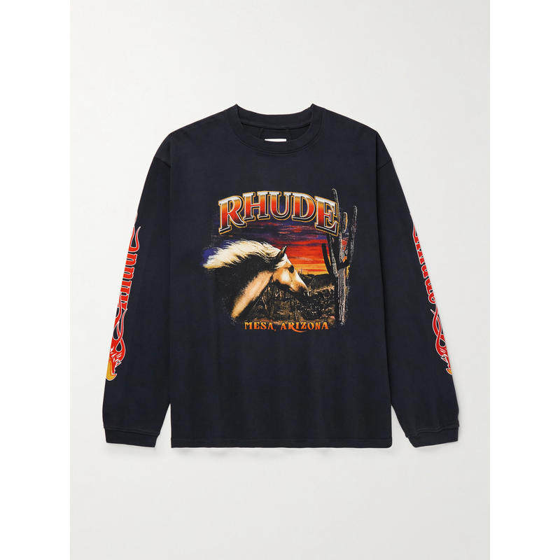 Rhude 男士 FW25 衬衫 Mesa 千里马徽标印花棉针织T恤