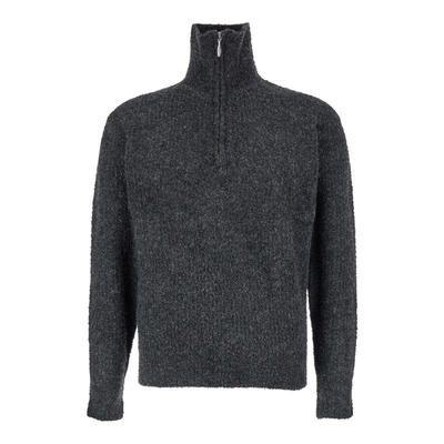 TONYWACK 男士 FW24 毛衣 Swater 灰色高领拉链羊毛混纺男士毛衣