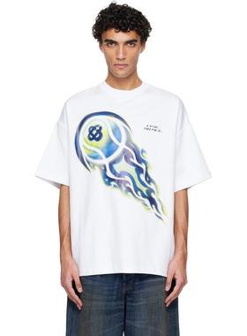 Casablanca 男士 T恤 白色 Flaming Tennis Ball Oversized T 恤