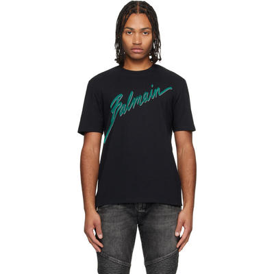 Balmain 男士 T恤 黑色 Lettre Flocked T 恤