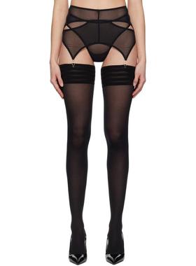Shadowplay 女士 袜子 黑色 Shadow 吊袜带  丁字裤套装