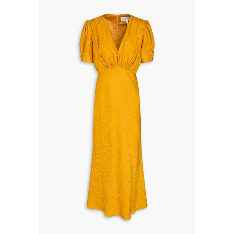 Saloni 女士 中长连衣裙 Lea 真丝提花中长连衣裙