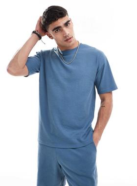 New Look 男士 T恤 co-ord 宽松款华夫格T恤(蓝色)