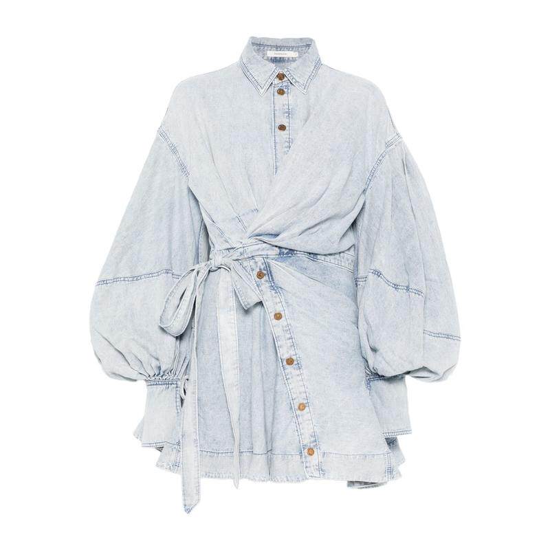 Zimmermann 女士 SS26 短款连衣裙 Rebellion 牛仔裹身迷你連身裙