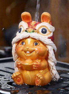 生肖兔年礼品摆件创意客厅办公室茶室桌面家居装饰品茶宠可养变色