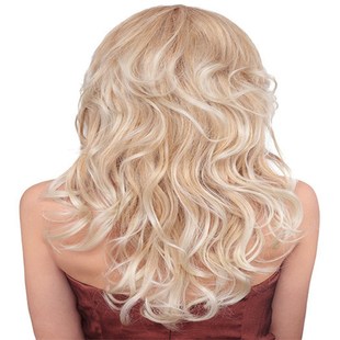 化纤假发蓬松大波浪整顶发套欧美金发时尚长卷发金色高温丝全头套