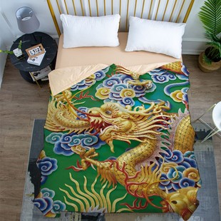 定制全棉空调被中国风薄盖被学生宿舍国潮龙图腾夏凉被单双人纯棉
