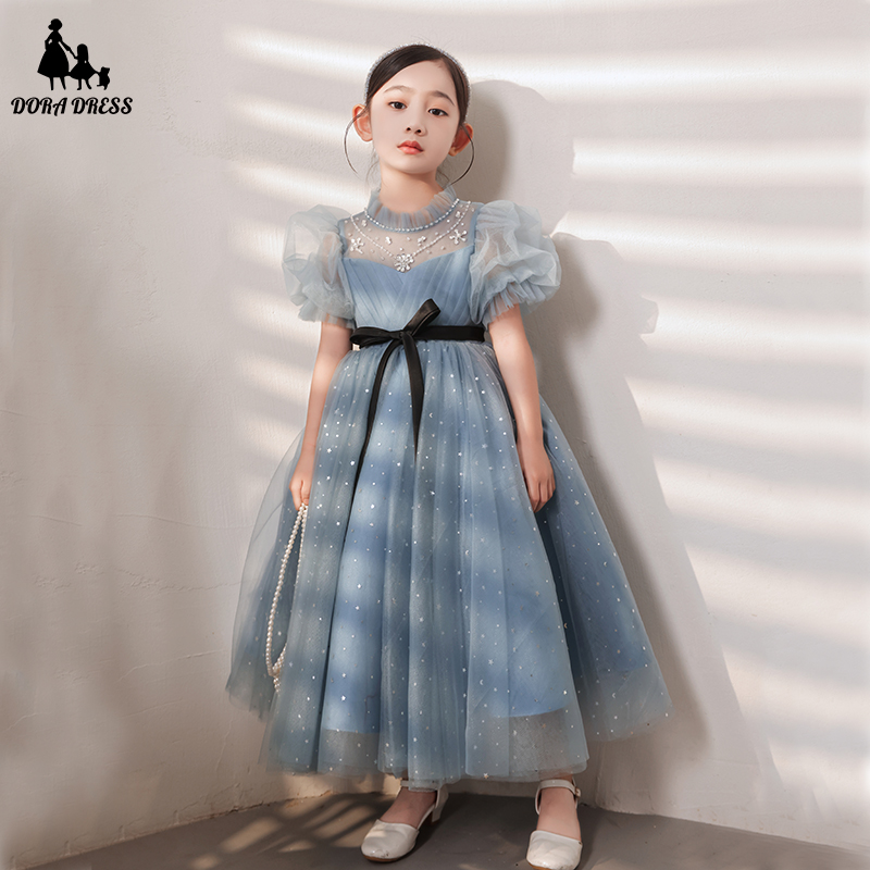儿童礼服公主裙高端主持人礼服女童钢琴演出服小女孩生日晚礼服
