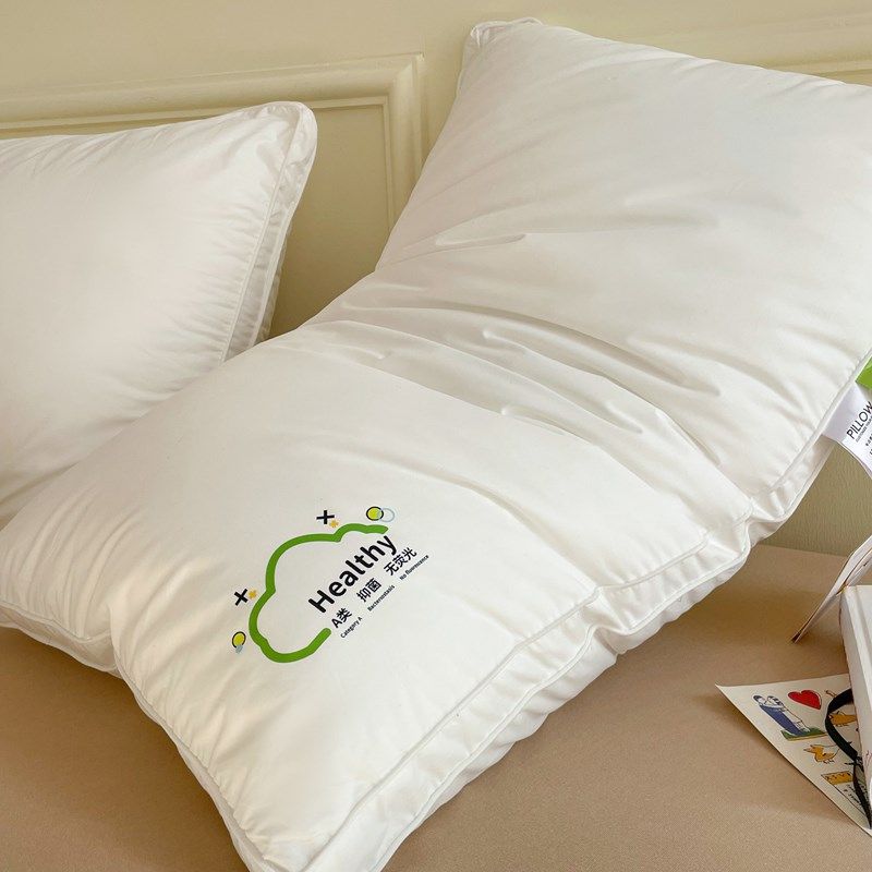 晚安猫A类抗菌防螨枕头枕芯单人护颈椎助睡眠全棉枕头芯家用低枕