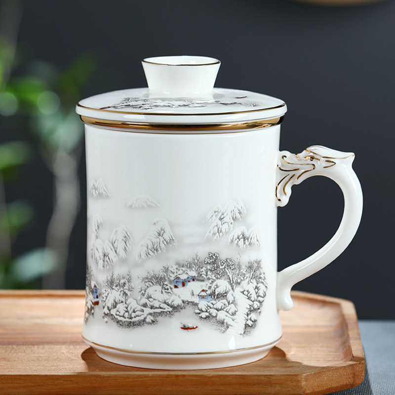 景德镇茶杯陶瓷带过滤创意个人专用杯子办公室茶水分离泡茶杯带盖