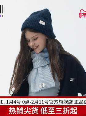 EDGII 2024AW新品针织拉毛帽巴恩风大头围显脸小护耳保暖毛线帽