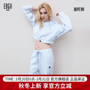 上衣女运动 连帽抽绳短卫衣休闲宽松百搭长袖 EDGII 2025AW新品