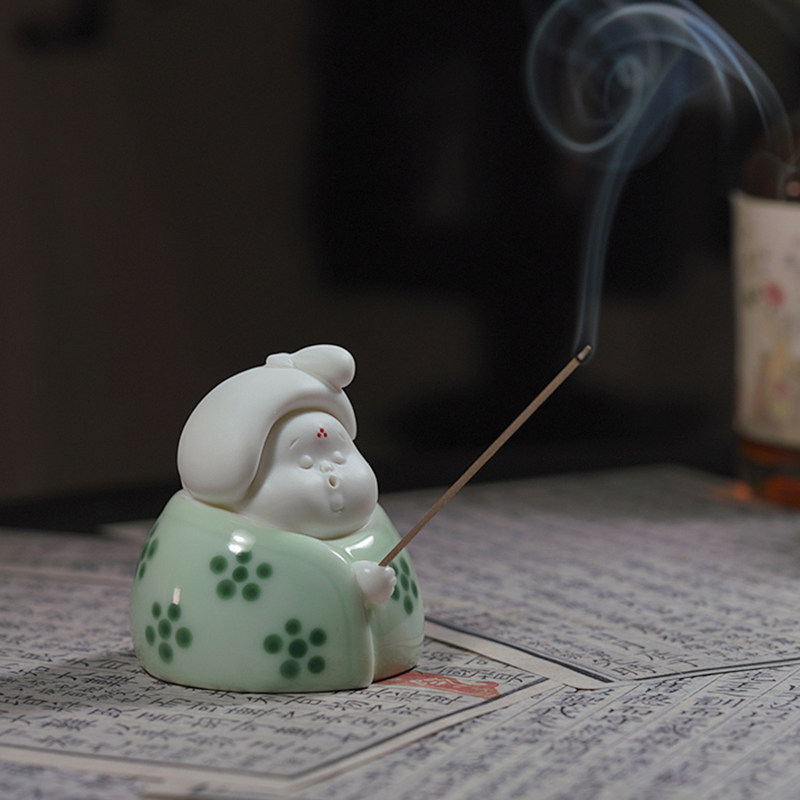 创意陶瓷唐女香炉摆件家用室内书房茶室禅意檀香盘香炉复古香薰炉,家居饰品,香托/香盘/香座/香插,淘宝优惠券,粉丝福利购,淘宝优惠卷
