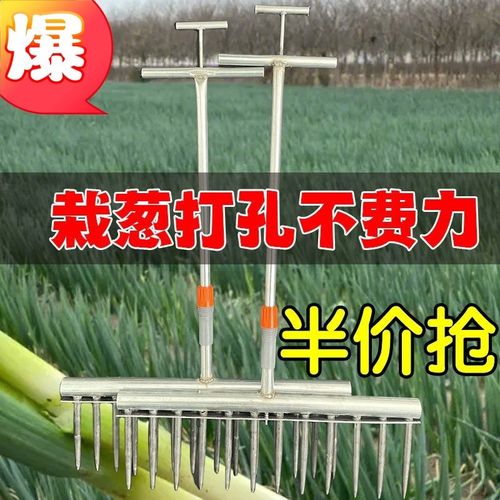 栽葱神器大葱叉子单排p打孔种植器自动压土打眼移栽扎眼农用工具