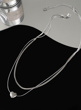 爱心蛇骨链双层项链个性简约冷淡风毛衣链小众百搭气质饰品女