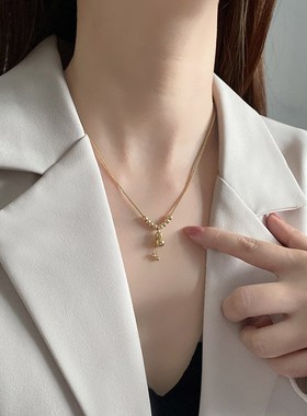 时尚复古小众设计好运吊坠福芦毛衣项链女轻奢高级感新年款锁骨链