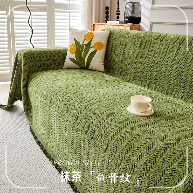 简约现代纯色沙发巾四季通用沙发盖布全包一片式防猫抓沙发套罩毯