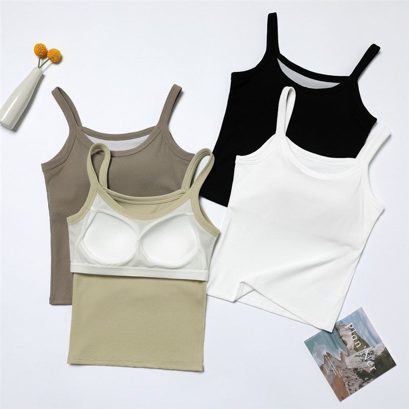 带胸垫内搭背心罩杯一体式夏季外穿显瘦遮肚子打底上衣宽带吊带