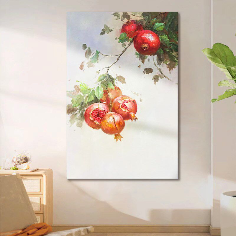 多子多福石榴纯手绘油画诧寂风红色果实装饰画客厅挂画玄关肌理画,家居饰品,油画,淘宝优惠券,粉丝福利购,淘宝优惠卷