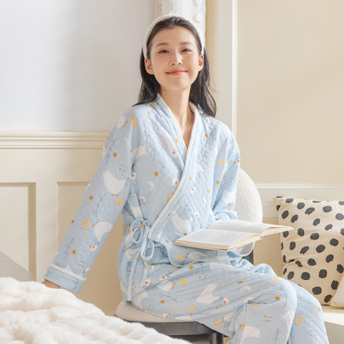 秋冬季空气棉和式月子服纯棉产後孕妇睡衣哺乳产妇10月11月坐月子