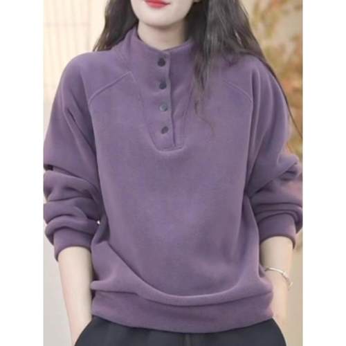 欧货德绒半高领卫衣女秋冬大码300斤洋气减龄打底衫保暖上衣外套