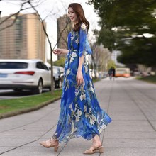 沙滩裙女夏季三亚泰国海边度假裙大码显瘦雪纺连衣裙气质超仙长裙