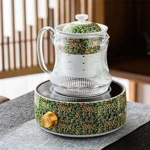 家用煮茶器烧茶壶煮茶壶煮茶炉耐热玻璃养生壶 复古陶瓷电陶炉套装