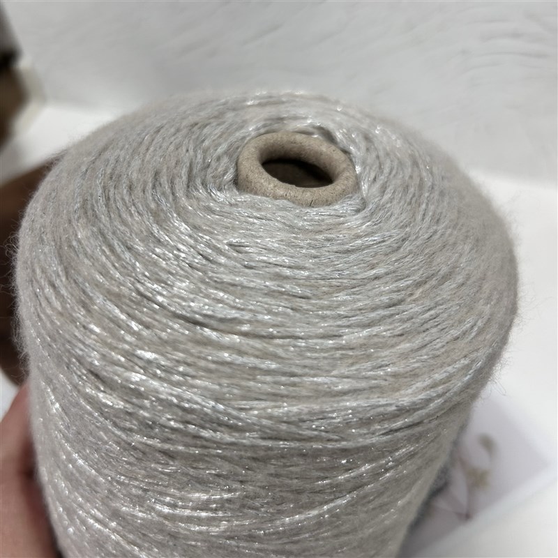 标价500克 灰杏色闪光金葱x空心马海毛柔软围巾毛衣手工编织线包