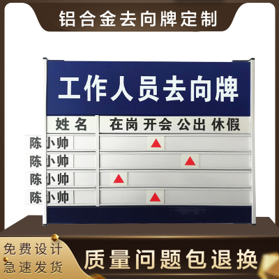 去向牌铝合金定制工作人员u在岗指示牌烤漆印字可更换办公室告知