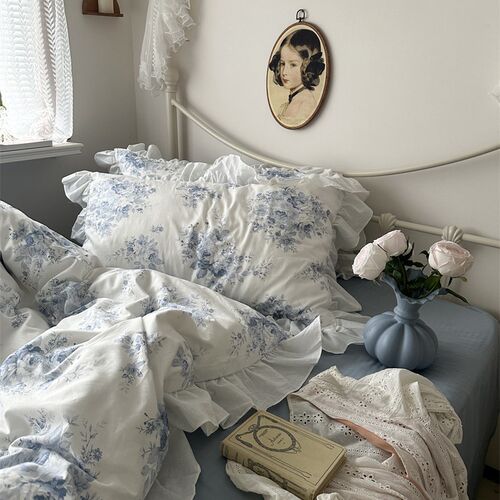 梨梦 月神公f园 法式复古碎花纯棉四件套全棉床单被套床笠床上用