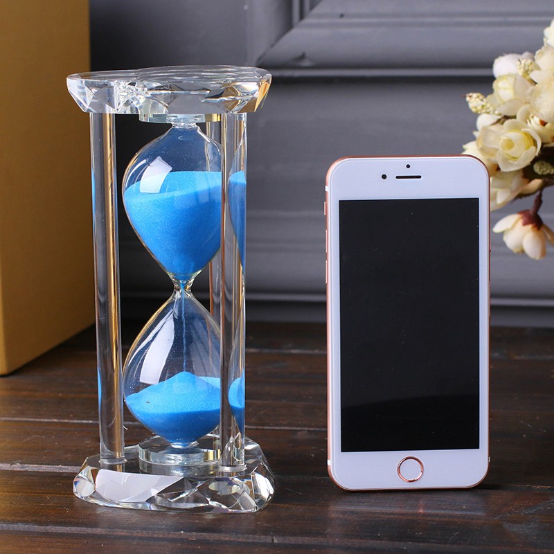 水晶沙漏计时器儿童15/30分钟时间防摔创意家居摆件小.生日礼物女