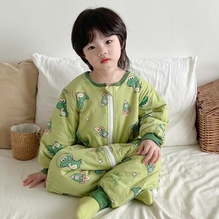 宝宝连体睡衣防着凉儿童春秋款男童2纯I棉一岁婴儿连身衣3男孩秋