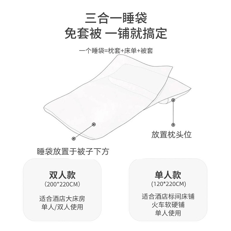一次性酒店隔脏睡袋火车旅行用z品双人单人床单被罩枕套便携一体