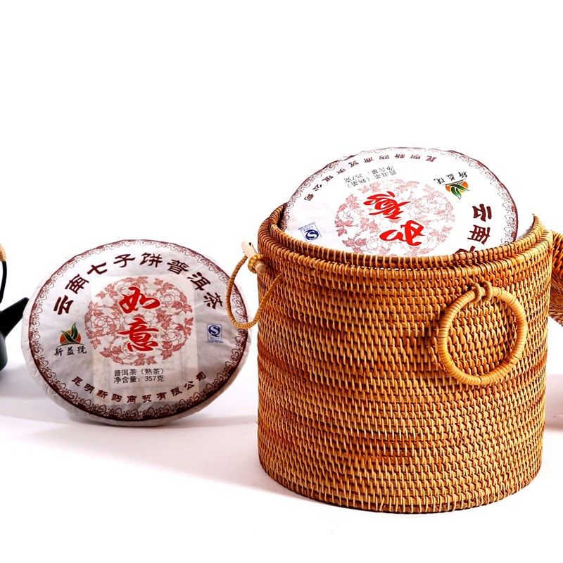 包邮 越南秋藤编七子饼茶s叶罐普洱茶饼包装盒 礼盒 收纳盒 存茶