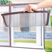 定做中开防蚊沙窗网防蚊隐形纱窗自粘磁性魔术贴T纱网纱门帘可拆