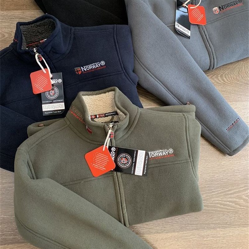 出口挪威大码加绒加厚 户外摇粒绒棉衣御寒保暖立领抓Y绒夹克外套