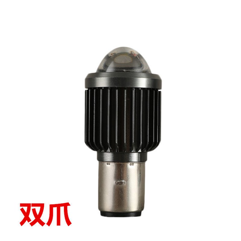 摩托车led前大灯超亮远近光电动车双色内置大灯泡鬼火改装12v48v