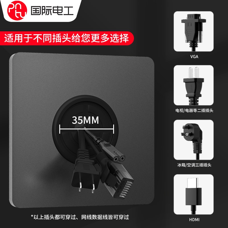 国际电工家用出线孔面板遮挡面板带出线孔穿线开关装饰插座盖板