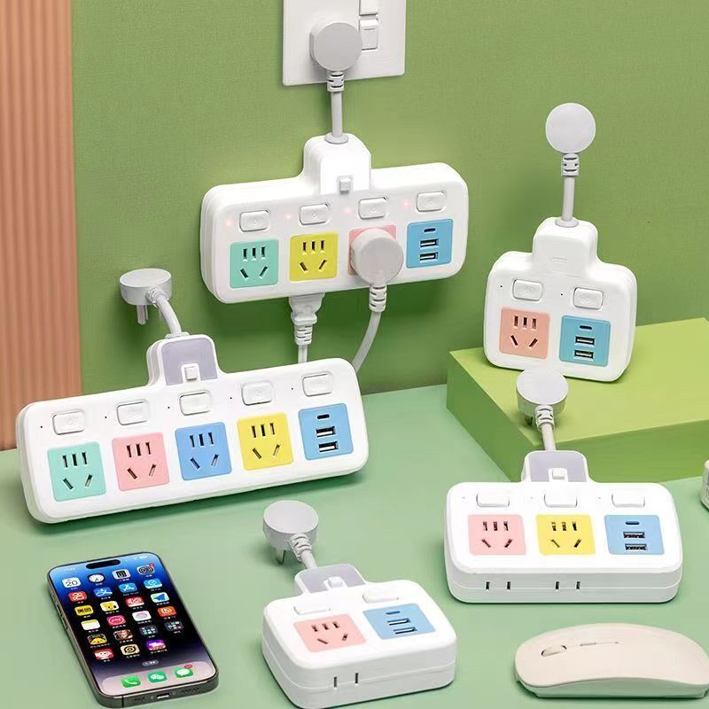 办公插座转换器多孔面板夜灯USB排插插板插排一转多用功能面板