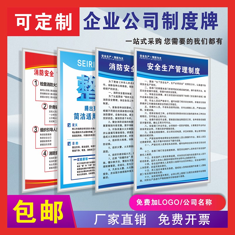 工业园区安全生产管理规定制度牌消防应急组织架构负责人岗位职责