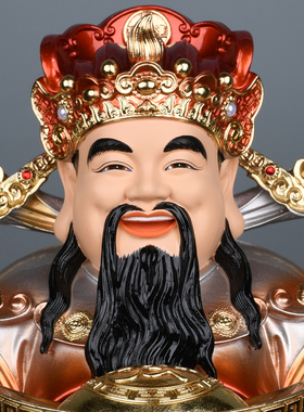 财神爷摆件家居供奉聚宝盆文财神佛像范蠡比干神像办公室店铺送礼