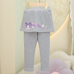 2024新款秋冬女童加绒加厚裙裤儿童假两件女孩连裤裙百搭洋气打底