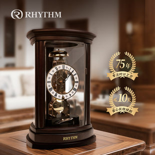RHYTHM丽声座钟客厅2026年新款高端台式机械高级实木坐钟欧式台钟